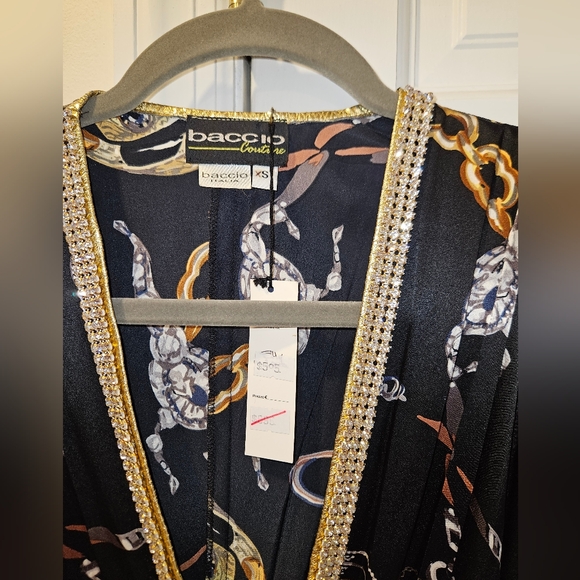 Baccio Couture Black Gold Chians Dress XS $895 - Picture 4 of 6